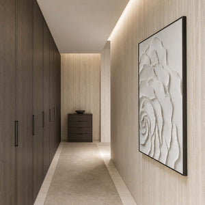 Textured Floral Wall Art displayed in a refined bathroom.