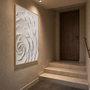 Textured Floral Wall Art displayed in a refined entryway.