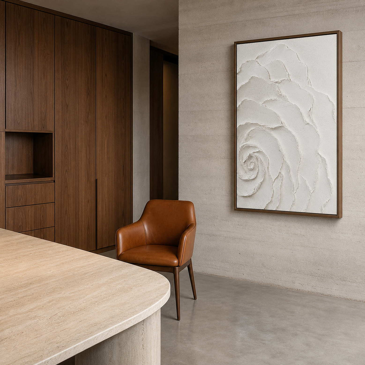 Textured Floral Wall Art displayed in a refined office.