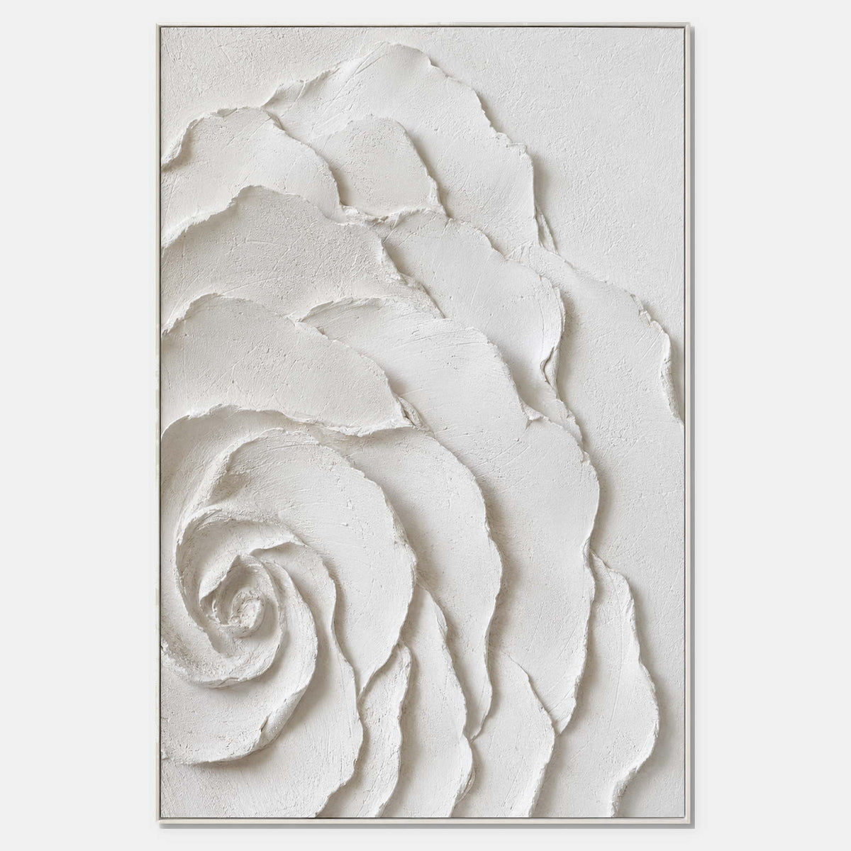 Hand-painted textured floral wall art in white, neutral, and beige & cream.