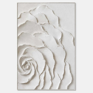 Hand-painted textured floral wall art in white, neutral, and beige & cream.