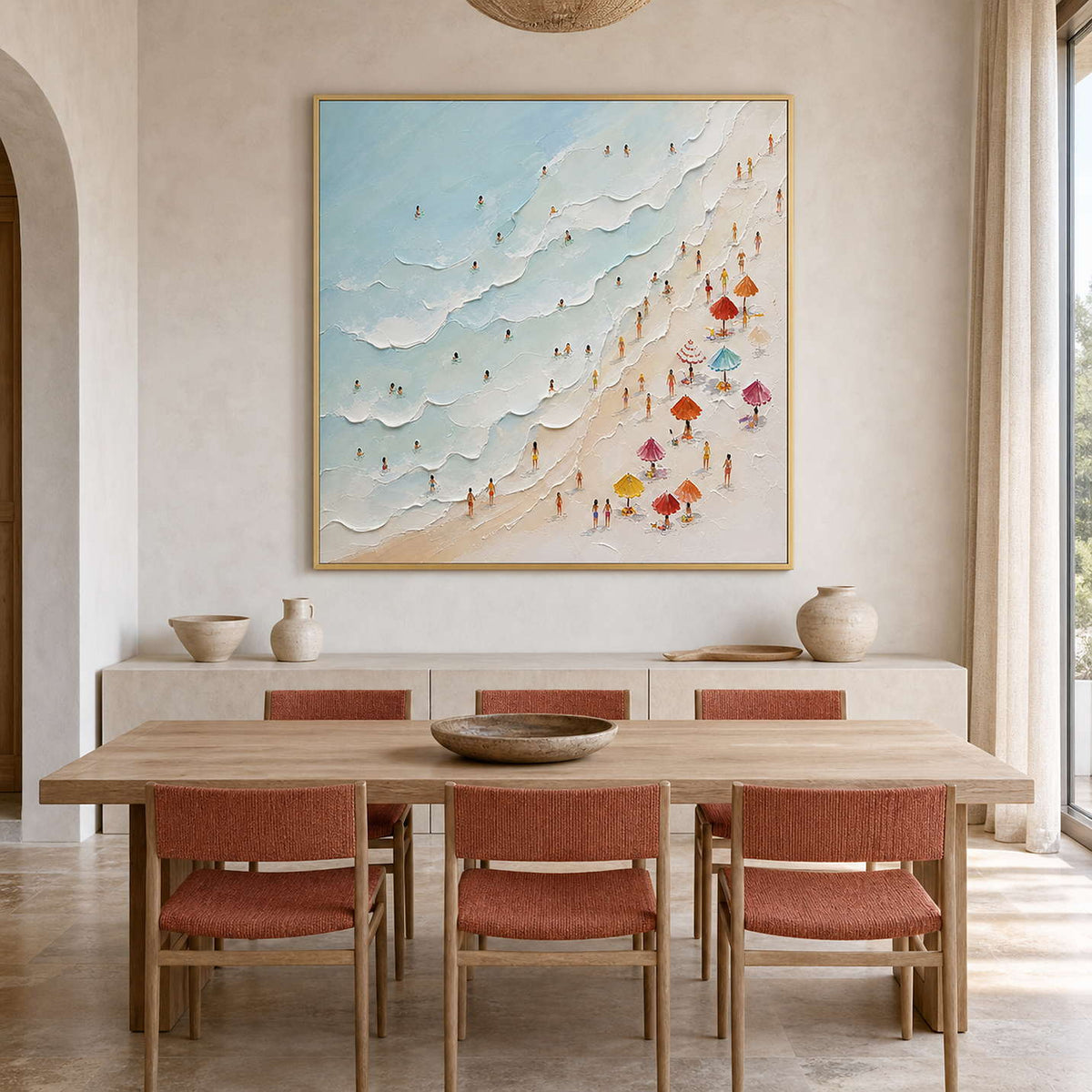 Coastal Beach Wall Art displayed in a refined dining room.