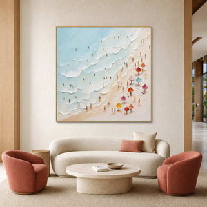 Coastal Beach Wall Art displayed in a refined hospitality lounge 2.