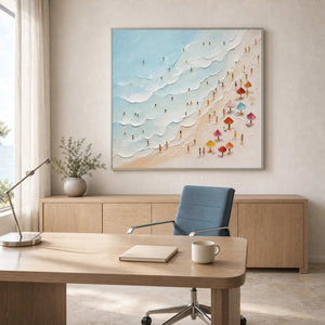 Coastal Beach Wall Art displayed in a refined office.