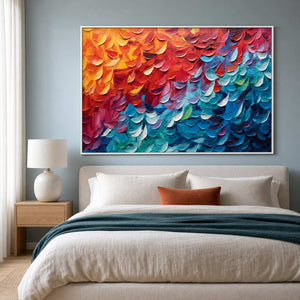 Textured Abstract Wall Art displayed in a refined bedroom.