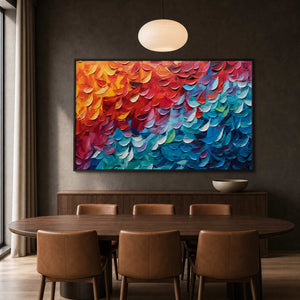 Textured Abstract Wall Art displayed in a refined dining room.