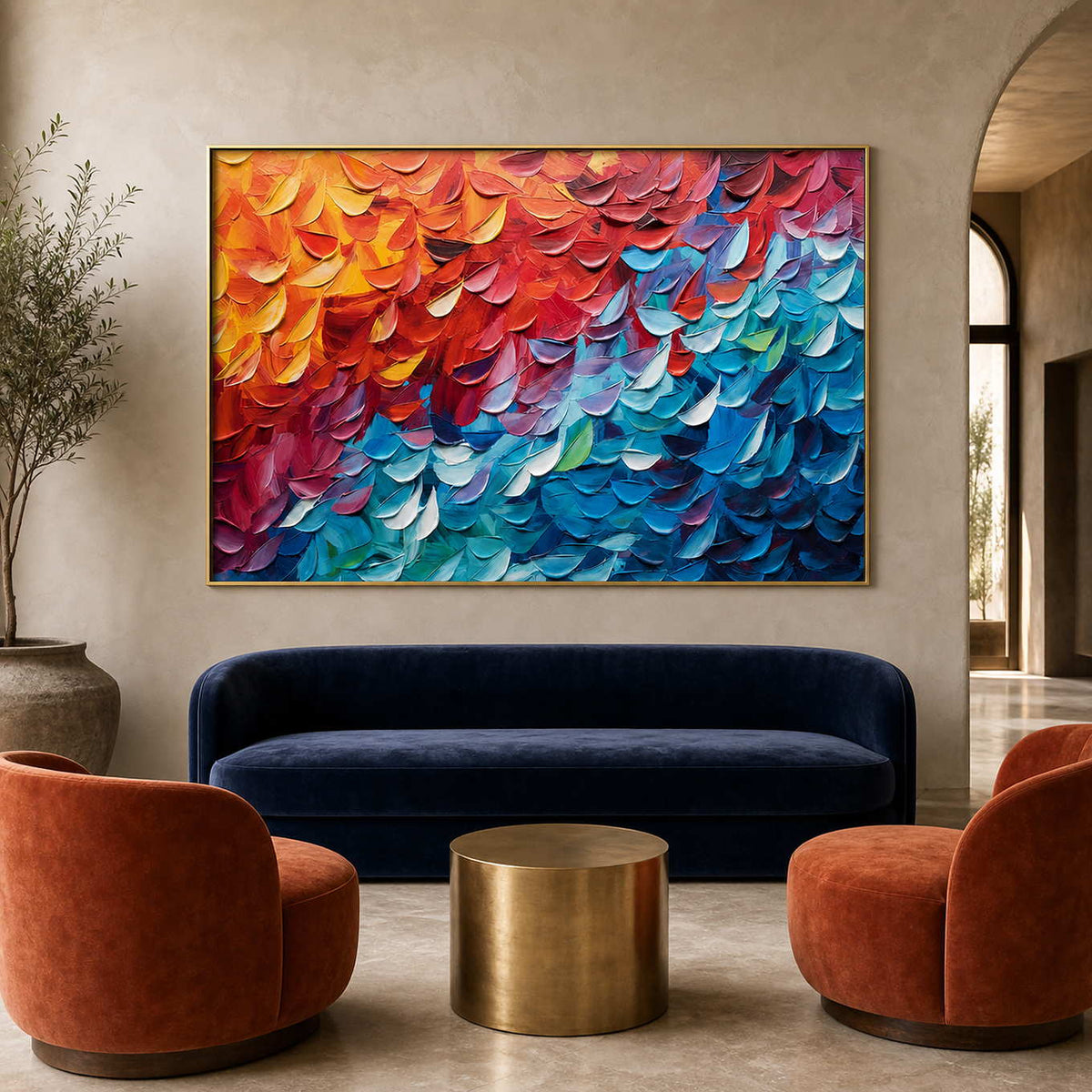 Textured Abstract Wall Art displayed in a refined hospitality lounge.