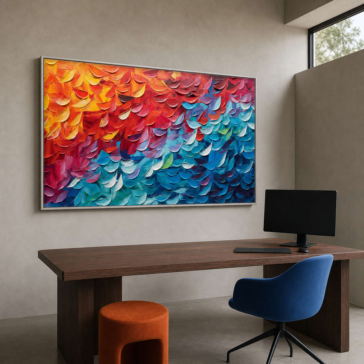 Textured Abstract Wall Art displayed in a refined office.