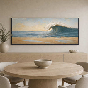 Textured Coastal Wall Art displayed in a refined dining room.