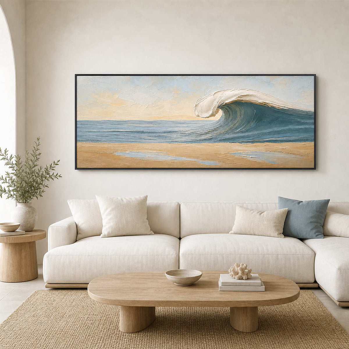 Textured Coastal Wall Art displayed in a refined living room.