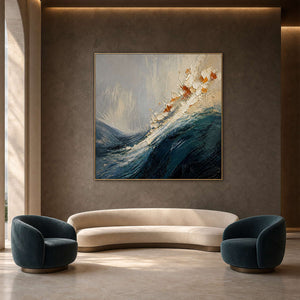 Textured Coastal Wall Art displayed in a refined hospitality lounge.