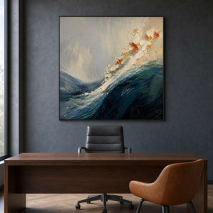 Textured Coastal Wall Art displayed in a refined office.