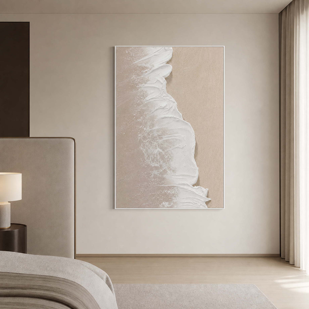 Textured Coastal Wall Art displayed in a refined hospitality lounge.