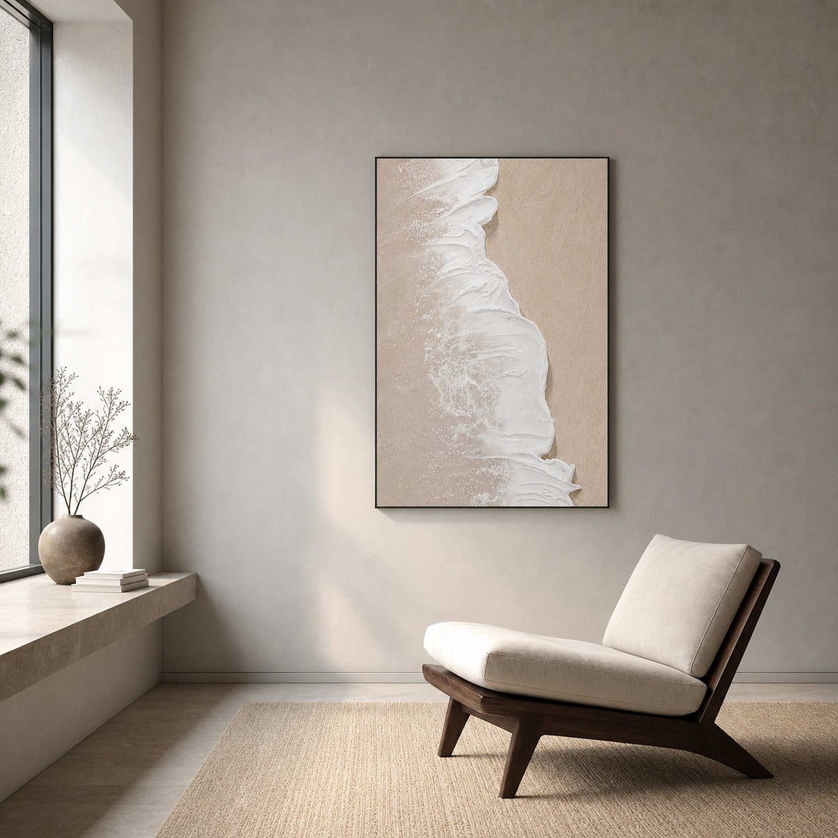 Textured Coastal Wall Art displayed in a refined living room.