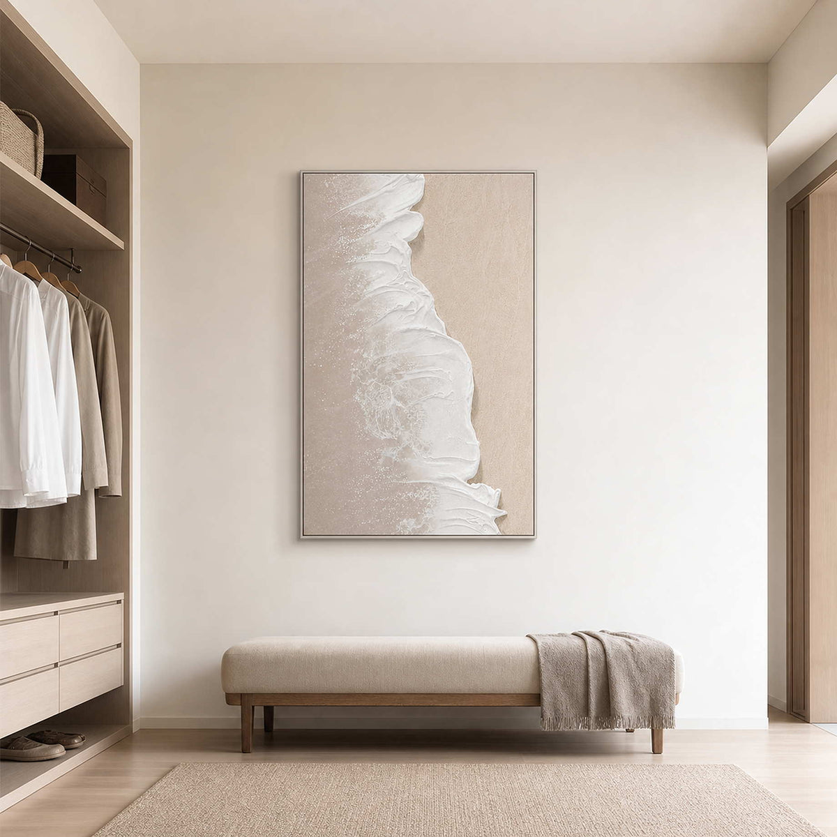 Textured Coastal Wall Art displayed in a refined modern interior.