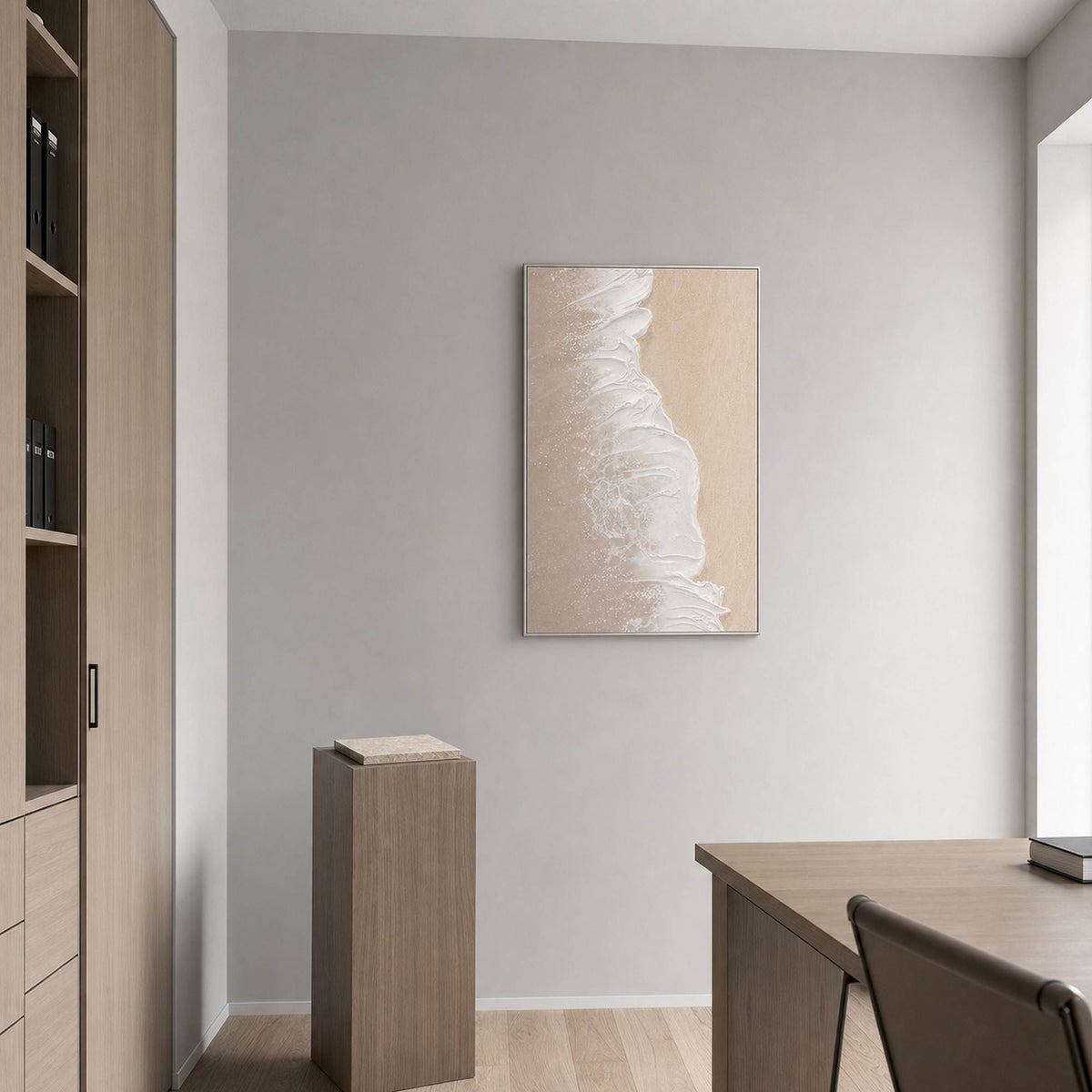 Textured Coastal Wall Art displayed in a refined office.