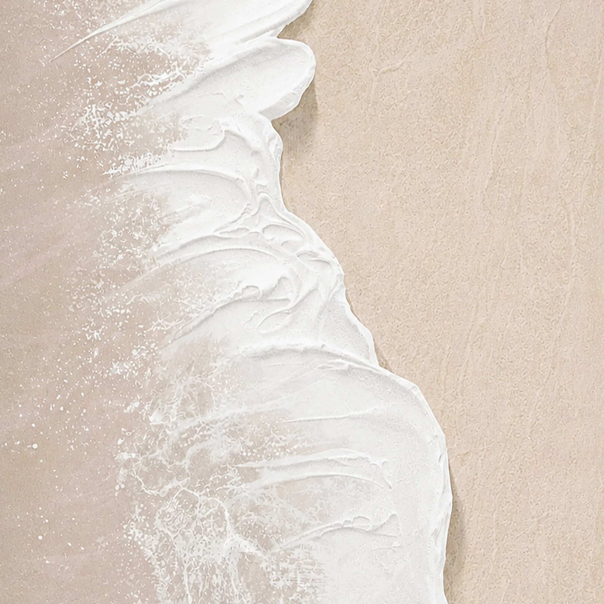 Close-up of raised hand-painted texture in white, beige & cream, and neutral.