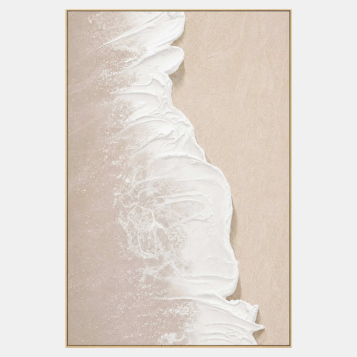 Hand-painted textured coastal wall art with white, beige & cream, and neutral tones.