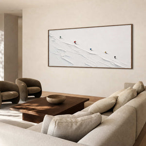 Textured Skiing Wall Art displayed in a refined living room.