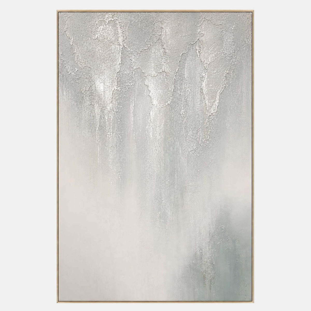 After the Shower: soft gray and ivory vertical textures fading into pale blue, shown in a full artwork view.