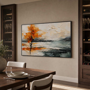Textured Landscape Wall Art displayed in a refined dining room.