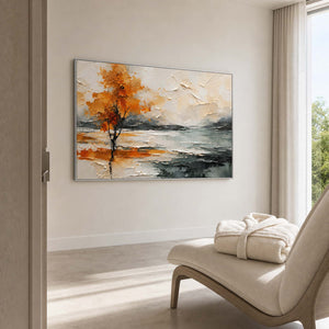 Textured Landscape Wall Art displayed in a refined hospitality lounge.