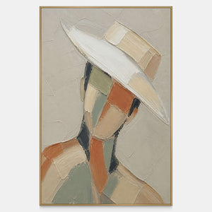 Hand-painted faceless portrait wall art in sage, terracotta, cream, and charcoal.