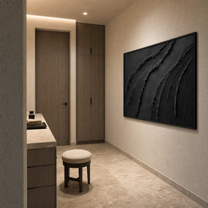 Textured Abstract Wall Art displayed in a refined bathroom.