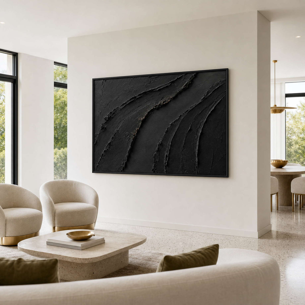 Textured Abstract Wall Art displayed in a refined living room.