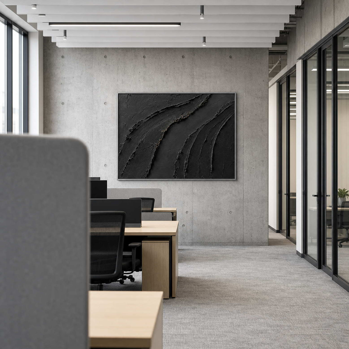 Textured Abstract Wall Art displayed in a refined office.