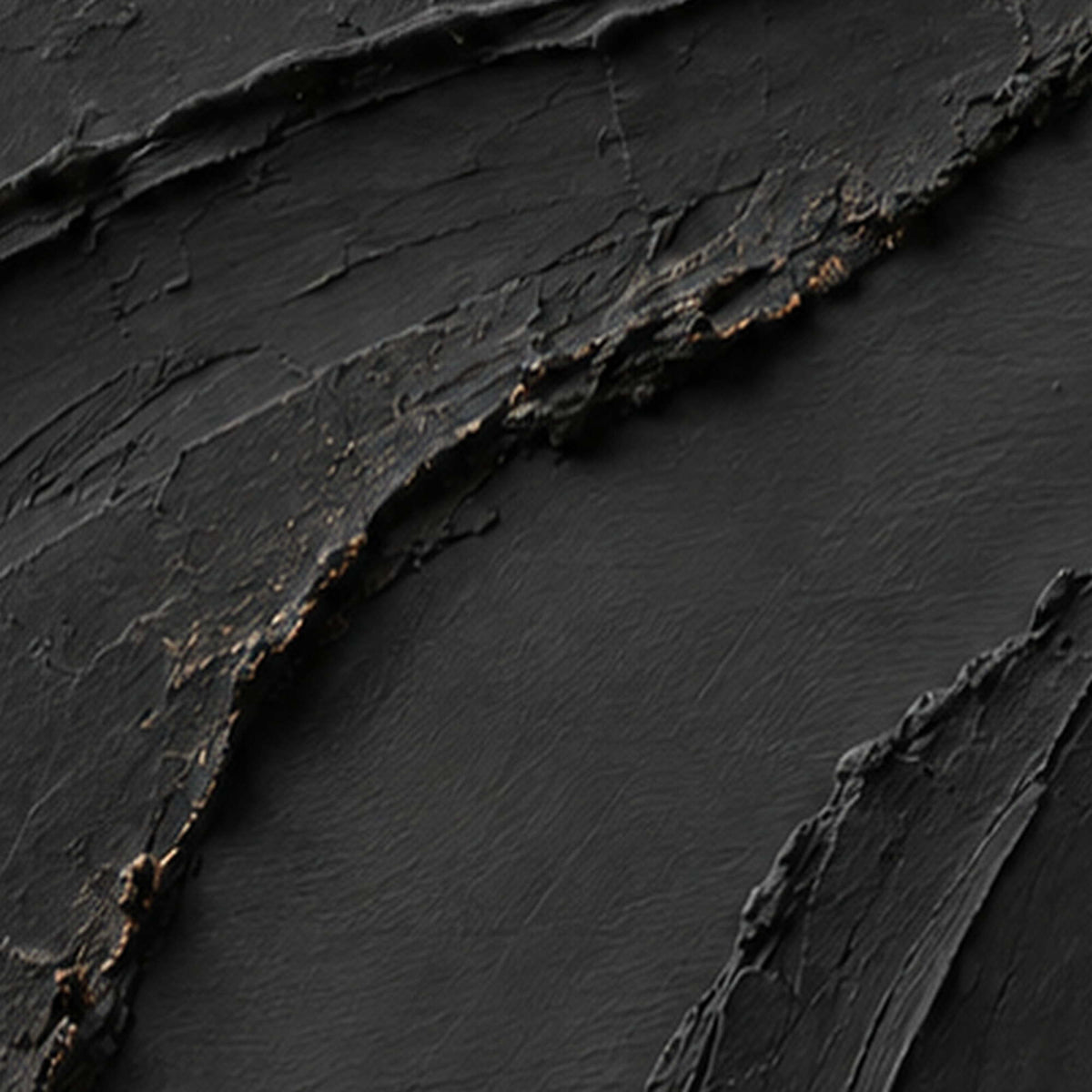 Close-up of raised hand-painted texture in black, earth tones, and neutral.