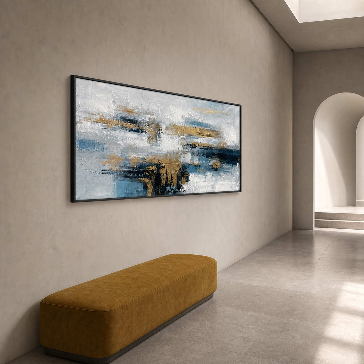Modern Abstract Wall Art displayed in a refined hospitality lounge.