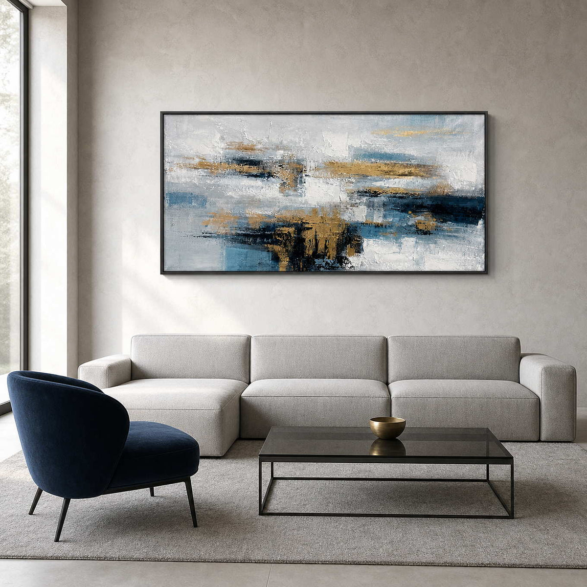 Modern Abstract Wall Art displayed in a refined living room.