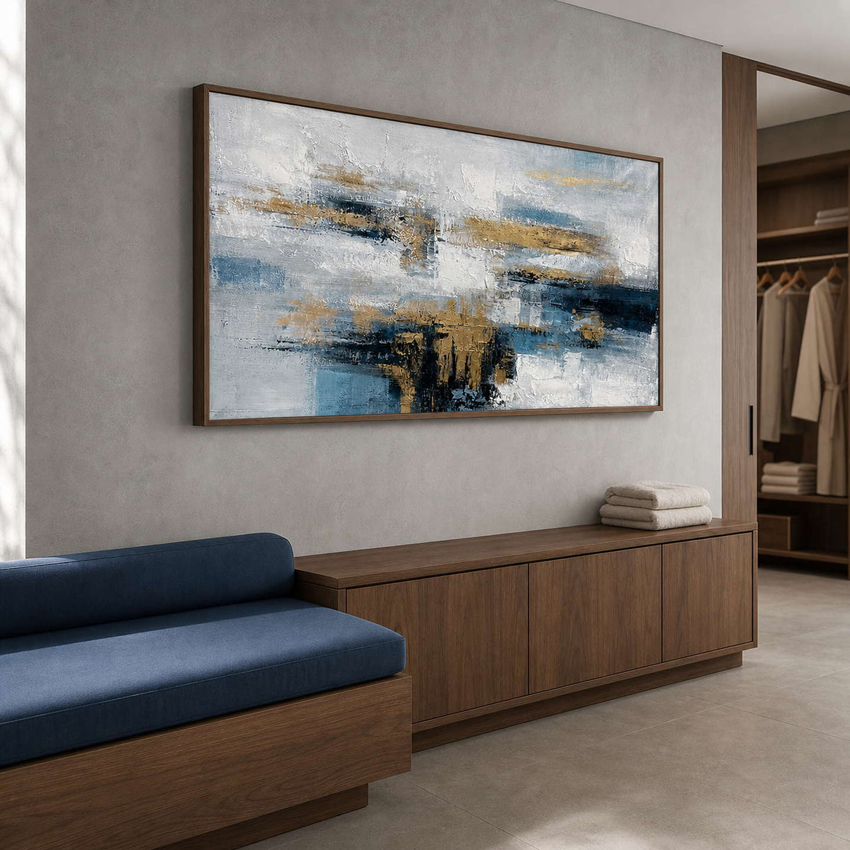 Modern Abstract Wall Art displayed in a refined spa reception.