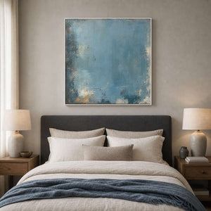 Minimalist Abstract Wall Art displayed in a refined bedroom.