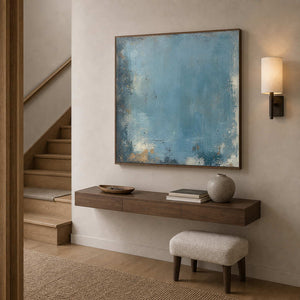 Minimalist Abstract Wall Art displayed in a refined entryway.