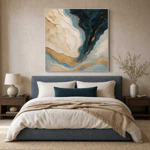 Textured Abstract Wall Art displayed in a refined bedroom.