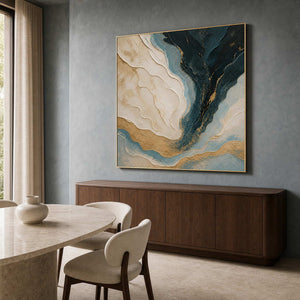 Textured Abstract Wall Art displayed in a refined dining room.