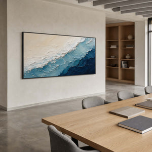 Textured Coastal Wall Art displayed in a refined office.