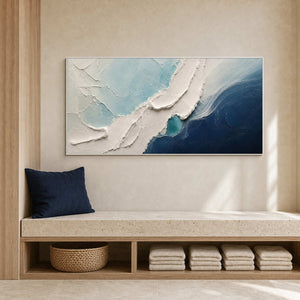 Textured Coastal Wall Art displayed in a refined spa reception.