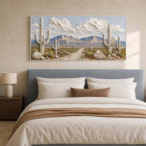 Desert Landscape Wall Art displayed in a refined bedroom.