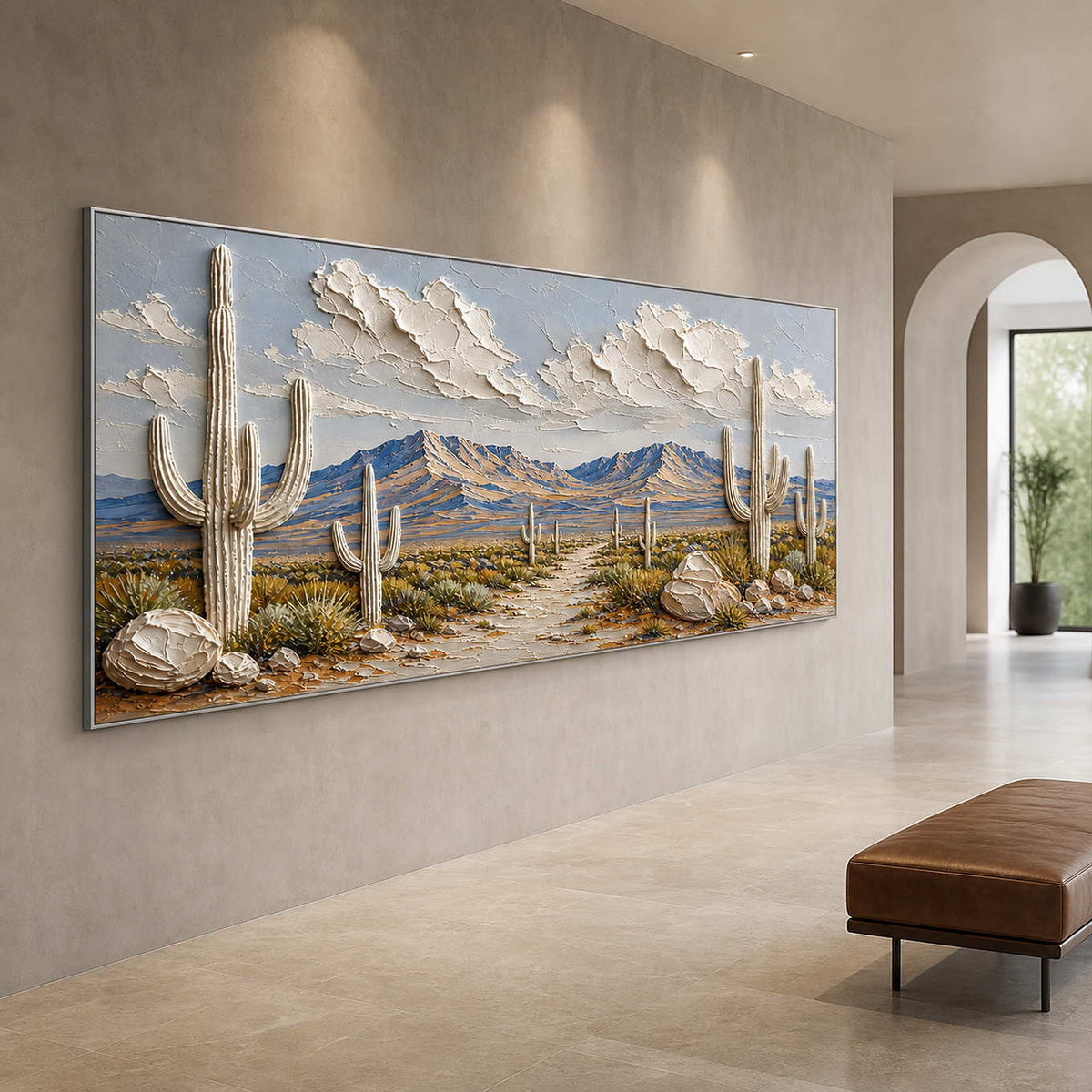 Desert Landscape Wall Art displayed in a refined entryway.