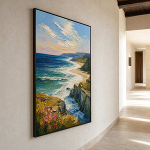 Coastal Landscape Wall Art displayed in a refined entryway.