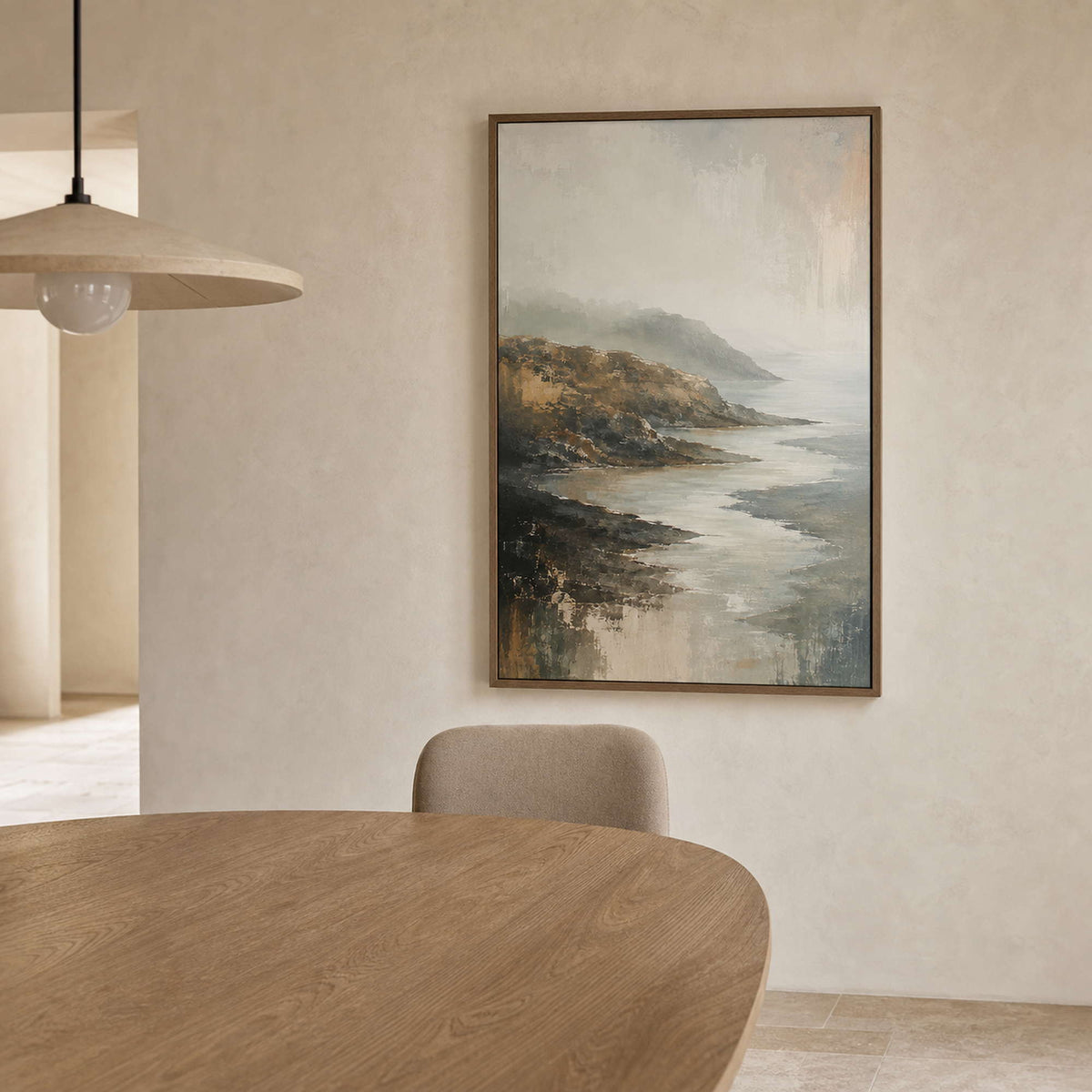 Textured Coastal Wall Art displayed in a refined dining room.