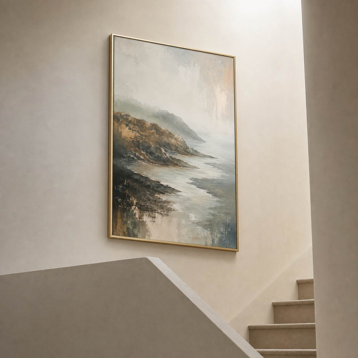 Textured Coastal Wall Art displayed in a refined entryway.