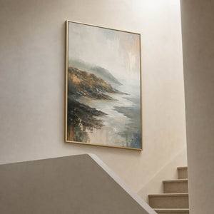 Textured Coastal Wall Art displayed in a refined entryway.