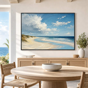 Coastal Landscape Wall Art displayed in a refined dining room.