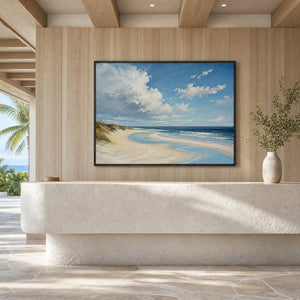 Coastal Landscape Wall Art displayed in a refined hospitality lounge 3.