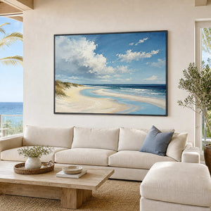 Coastal Landscape Wall Art displayed in a refined living room.