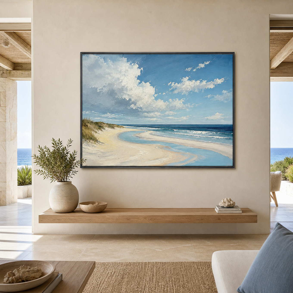Coastal Landscape Wall Art displayed in a refined modern interior.